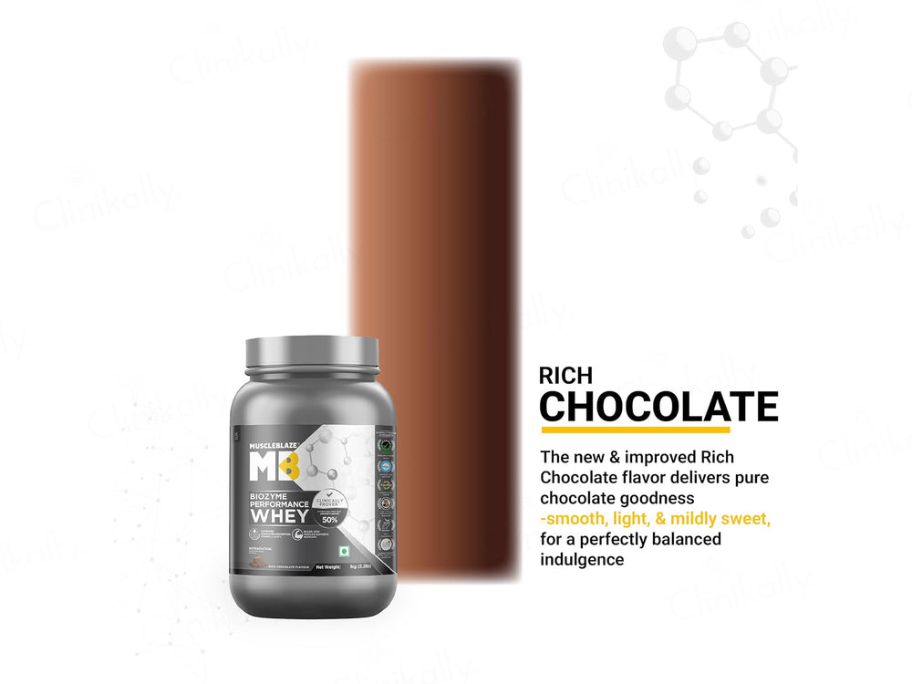 MuscleBlaze Biozyme Performance Whey Nutraceutical Powder - Rich Chocolate Flavour