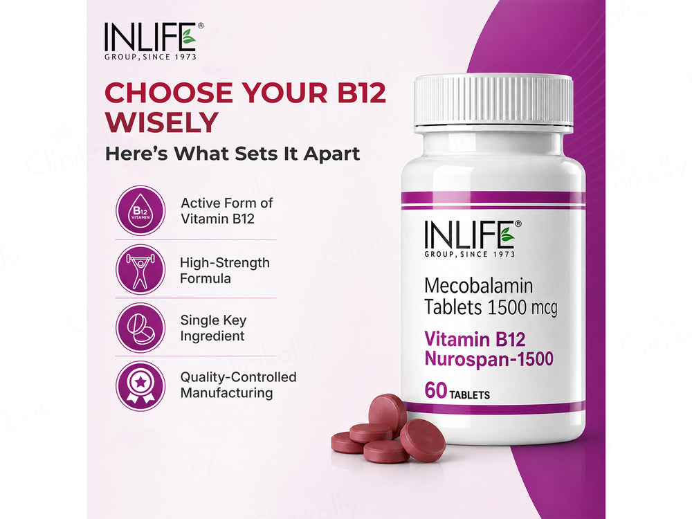 Inlife Nurospan-1500 Vitamin B12 (Methylcobalamin 1500mcg) Tablet