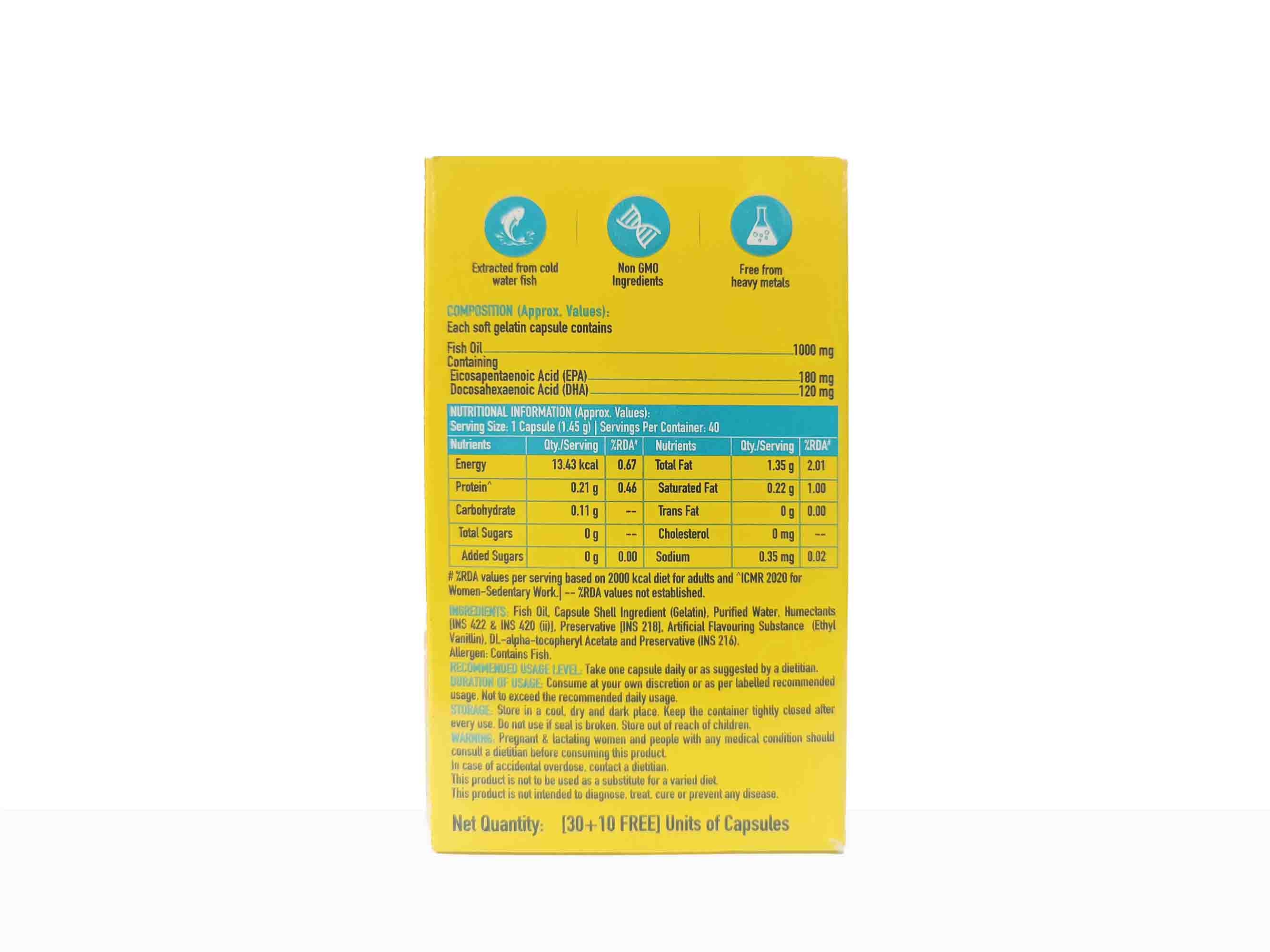 HK Vitals Fish Oil 1000mg with 180mg EPA and 120mg DHA Capsule