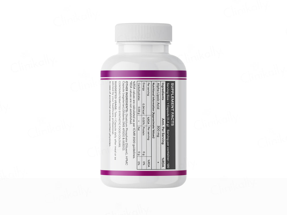 Inlife Alpha Lipoic Acid 300mg Antioxidant Nutraceutical Vegetarian Capsule