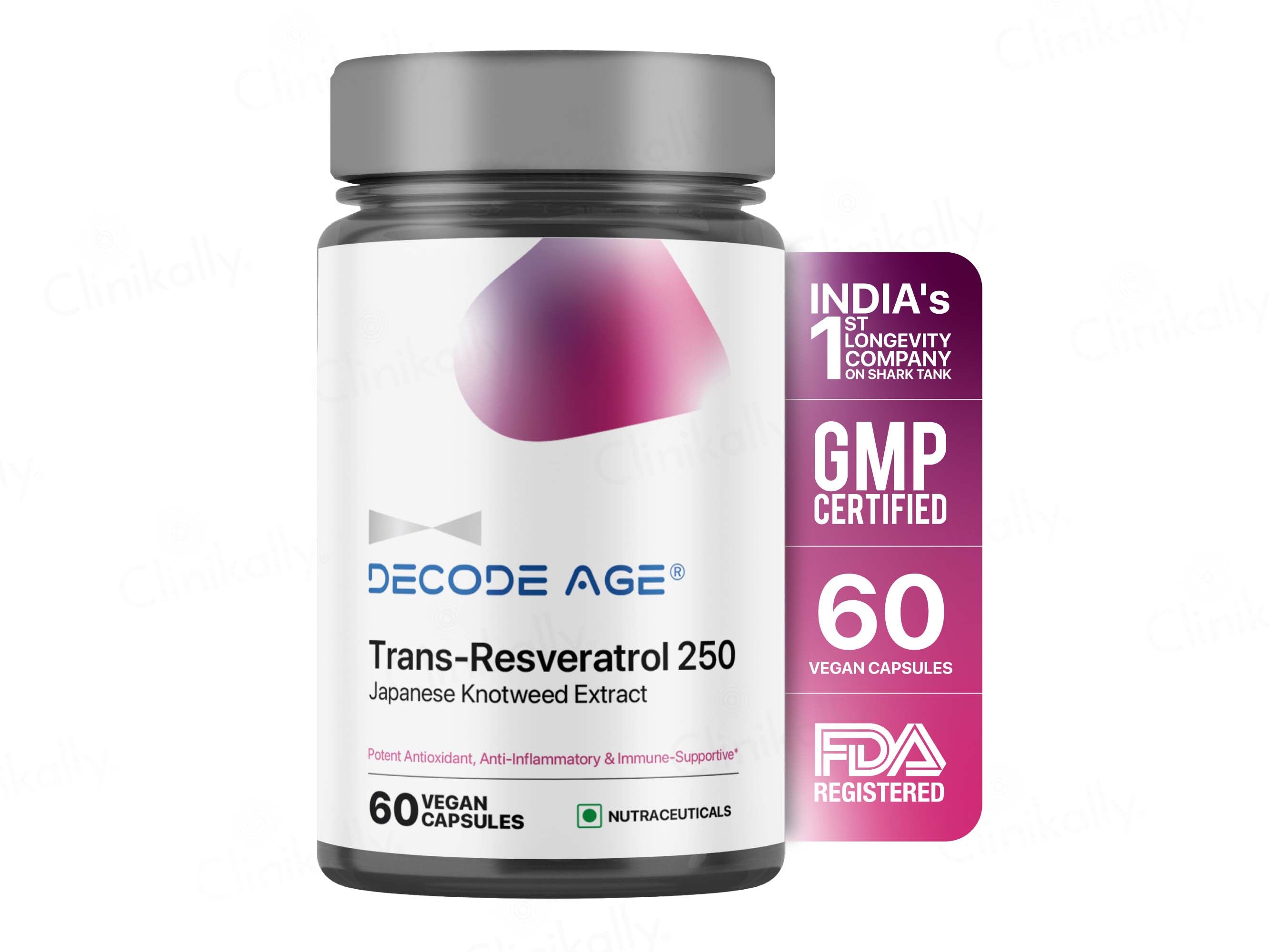 Decode Age Trans-Resveratrol 250 Vegan Capsule
