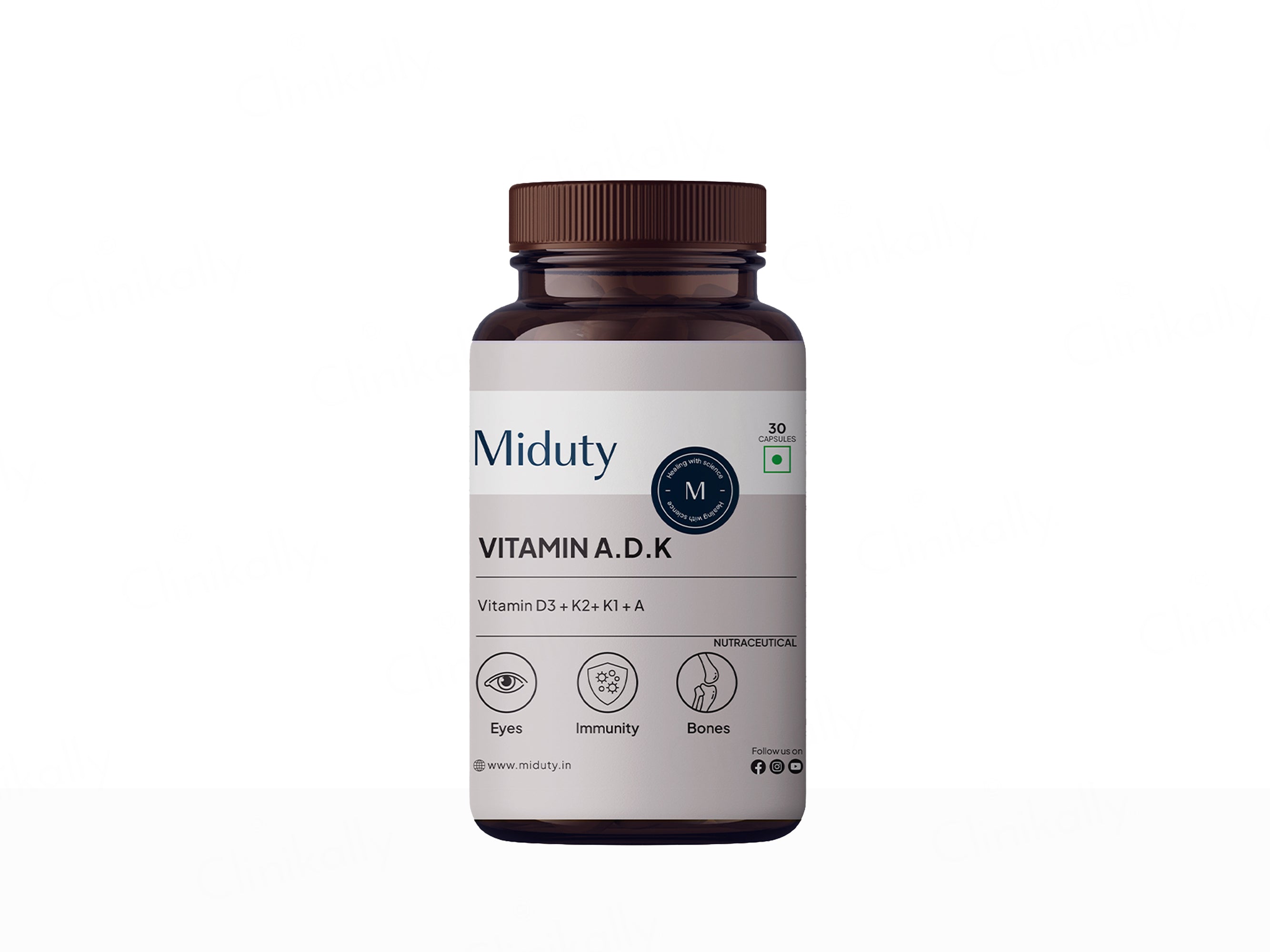 Miduty A.D.K Vitamin D3 + Vitamin K2 + Vitamin A Capsule