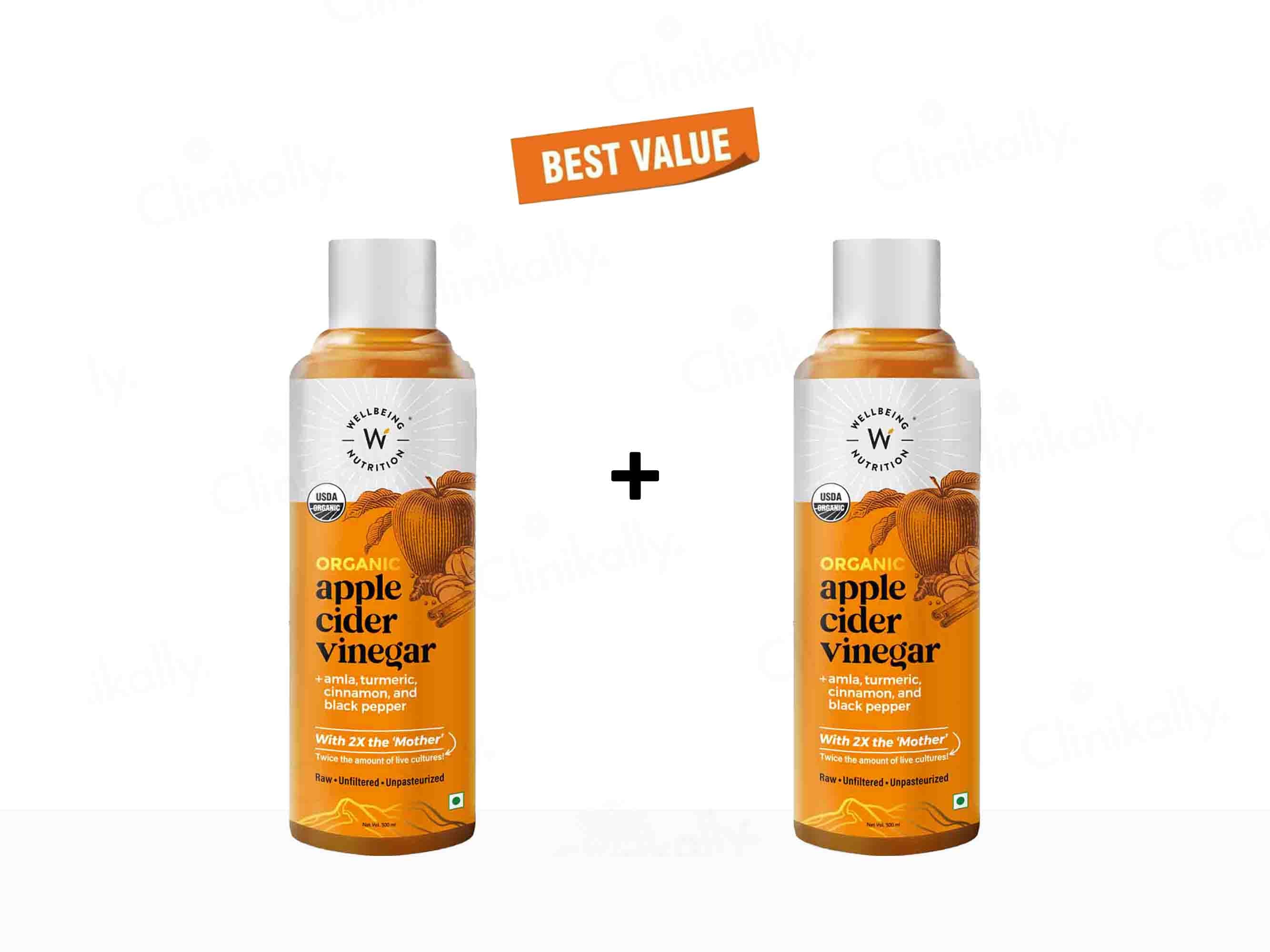 Wellbeing Nutrition Organic Apple Cider Vinegar with Amla, Turmeric, Cinnamon & Black Pepper- Clinikally
