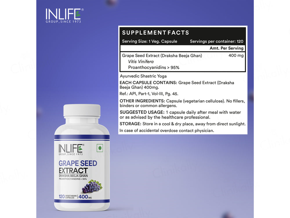 Inlife Grape Seed Extract 400mg Vegetarian Capsule