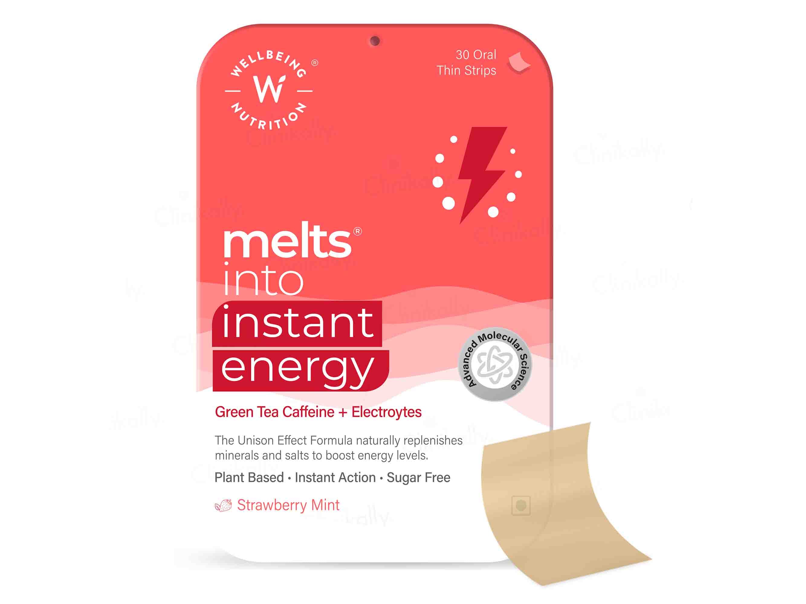 Wellbeing Nutrition Melts Into Instant Energy Oral Strip - Strawberry Mint Flavour-Clinikally