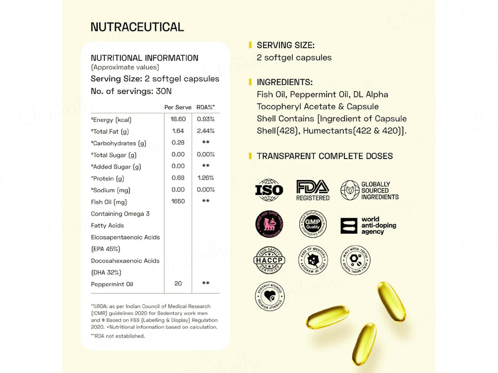 Ace Blend Outshine 4X Strength Omega-3 Nutraceutical Softgel Capsule