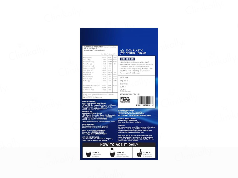 Ace Blend Swift Sleep Veg Nutraceutical Powder - Lemon Flavour