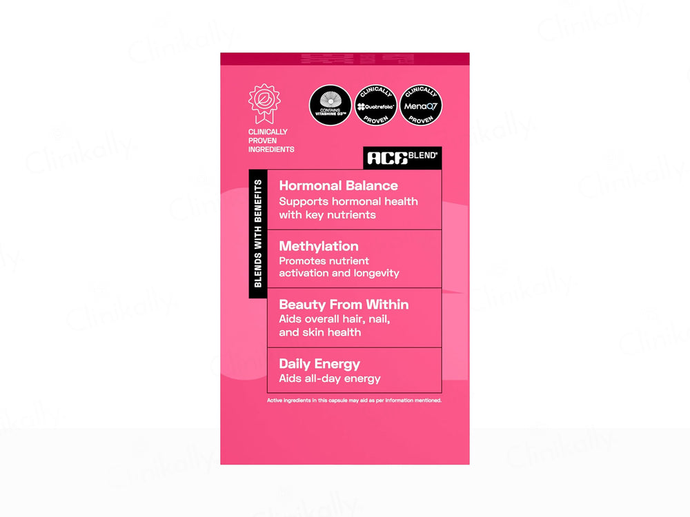 Ace Blend Women's Methylated Multivitamin Health Supplement Veg Capsule