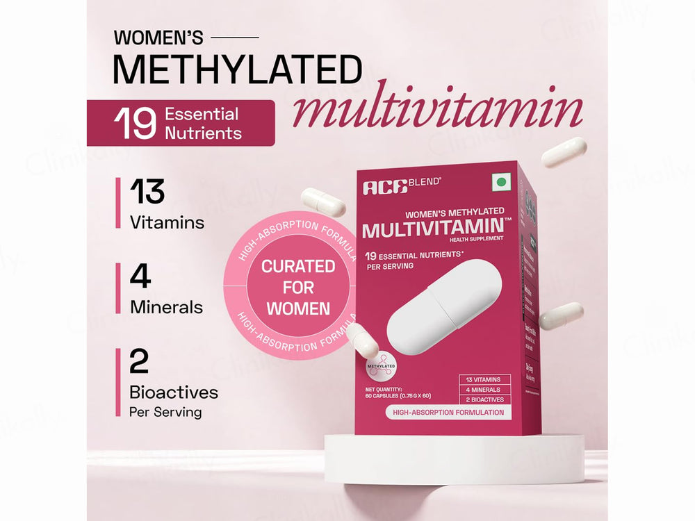 Ace Blend Women's Methylated Multivitamin Health Supplement Veg Capsule