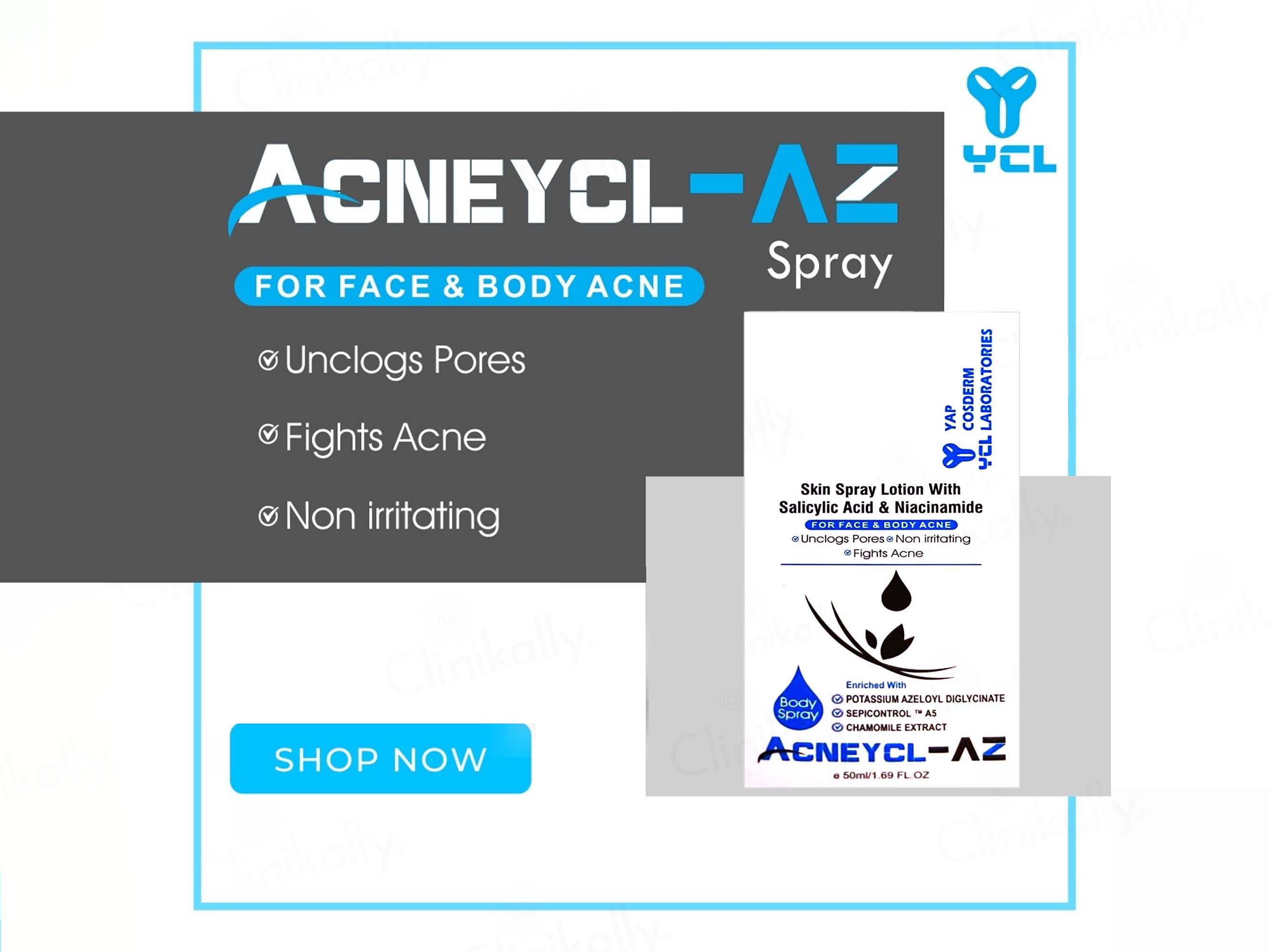 Acneycl-AZ Body Spray For Face & Body Acne