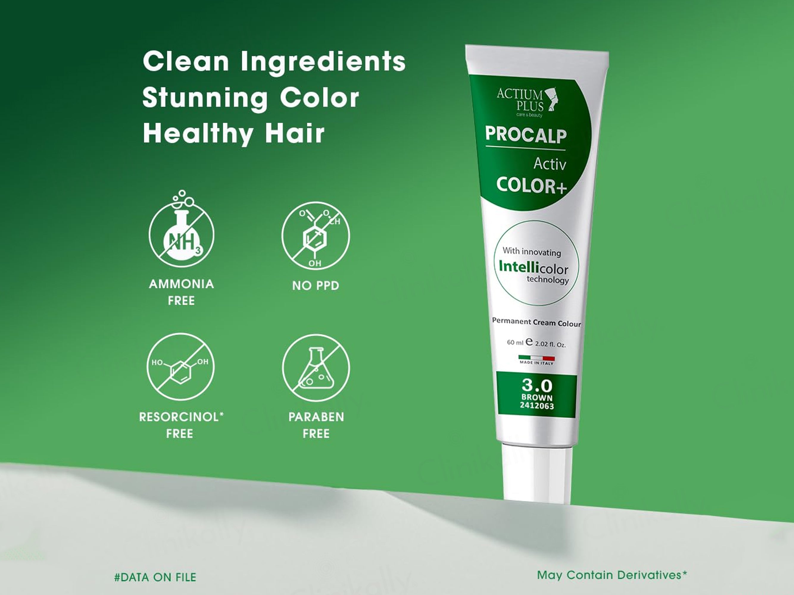 Actium Plus Procalp Activ Color+ Nourishing Gentle Permanent Colouring Cream Kit - 3.0 Brown