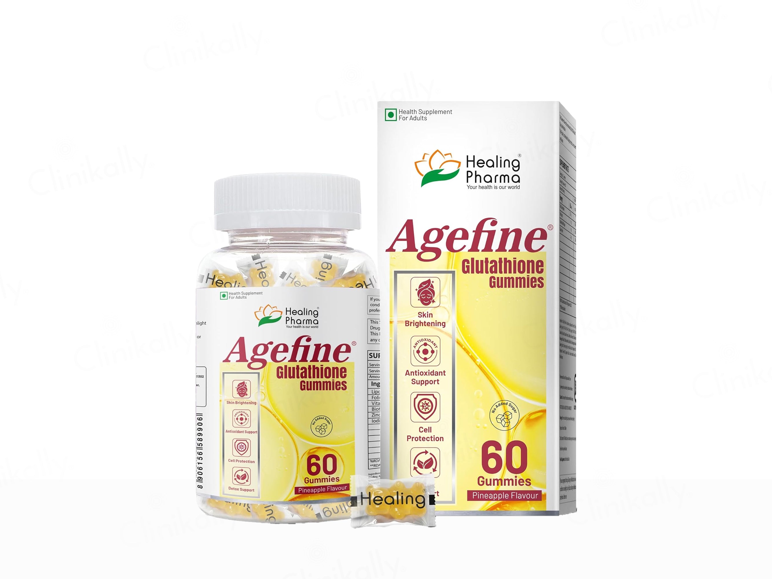Buy Agefine Glutathione Skin Brightening Gummies - Pineapple Flavour Online at Best Price