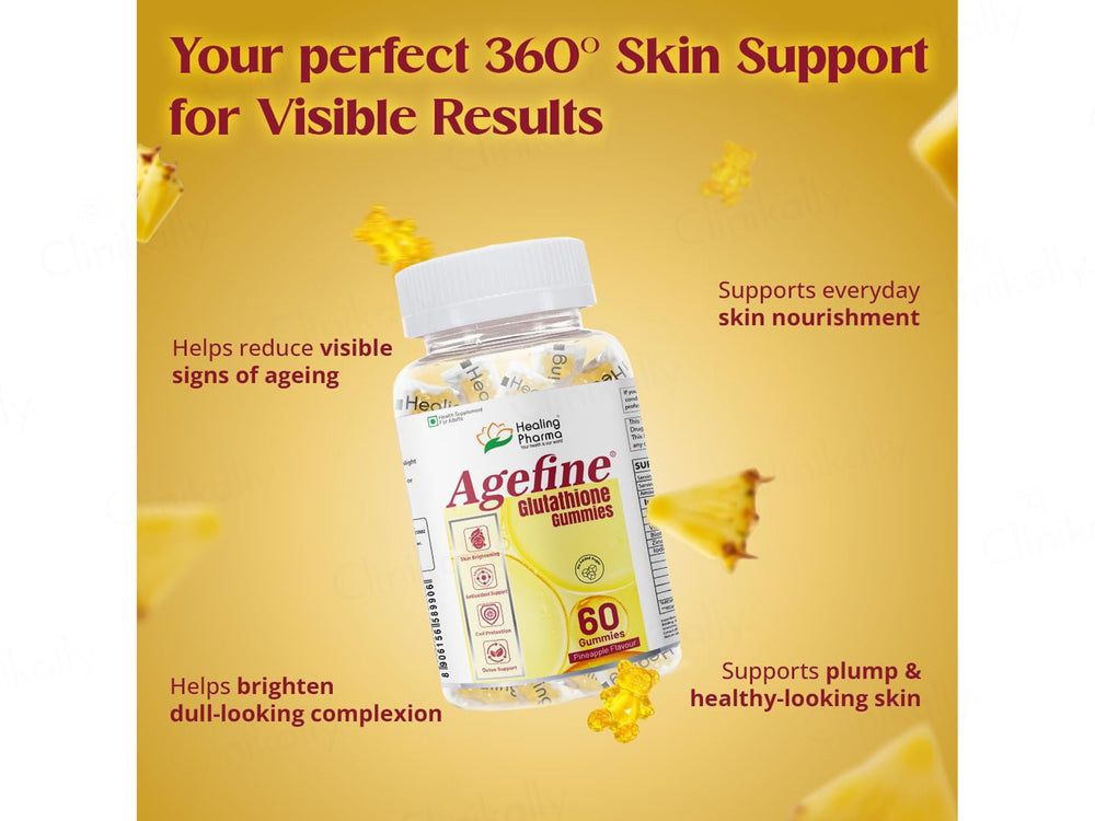 Agefine Glutathione Skin Brightening Gummies - Pineapple Flavour