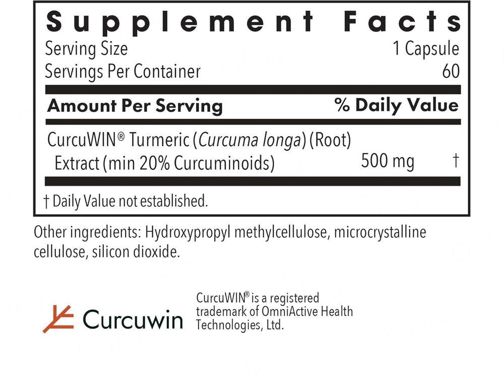 Allergy Research Group Curcuwin 500 Dietary Supplement Vegetarian Capsule
