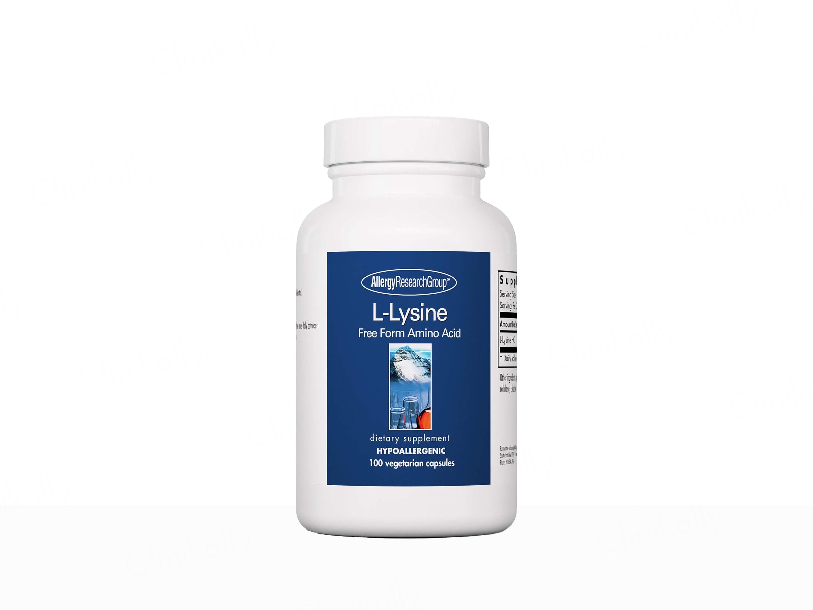 Allergy Research Group L-Lysine Free Form Amino Acid Dietary Supplement Vegetarian Capsule