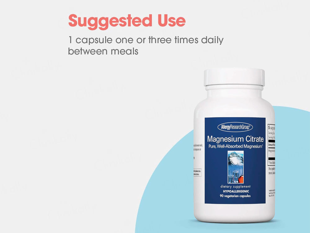 Allergy Research Group Magnesium Citrate Dietary Supplement Vegetarian Capsule