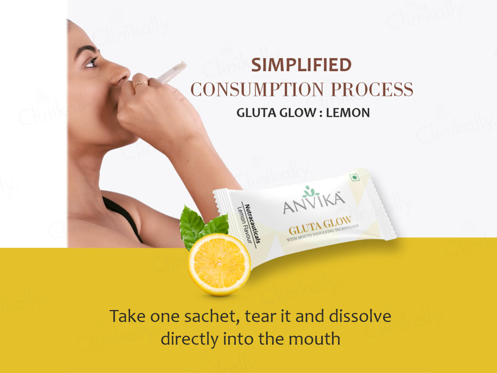 Anvika Gluta Glow Mouth Dissolving Nutraceutical Powder - Lemon Flavour