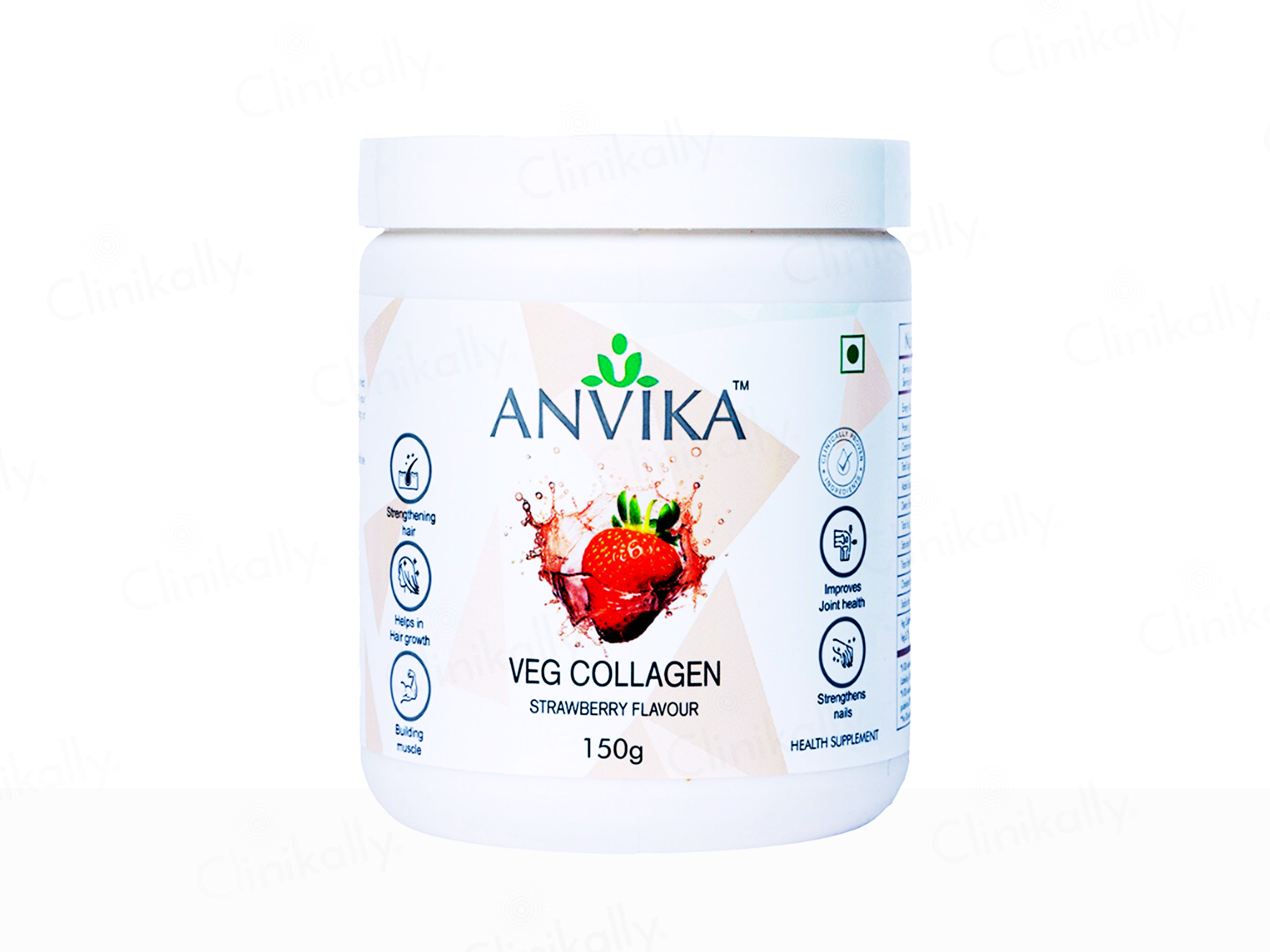 Anvika Veg Collagen Health Supplement Powder - Strawberry Flavour
