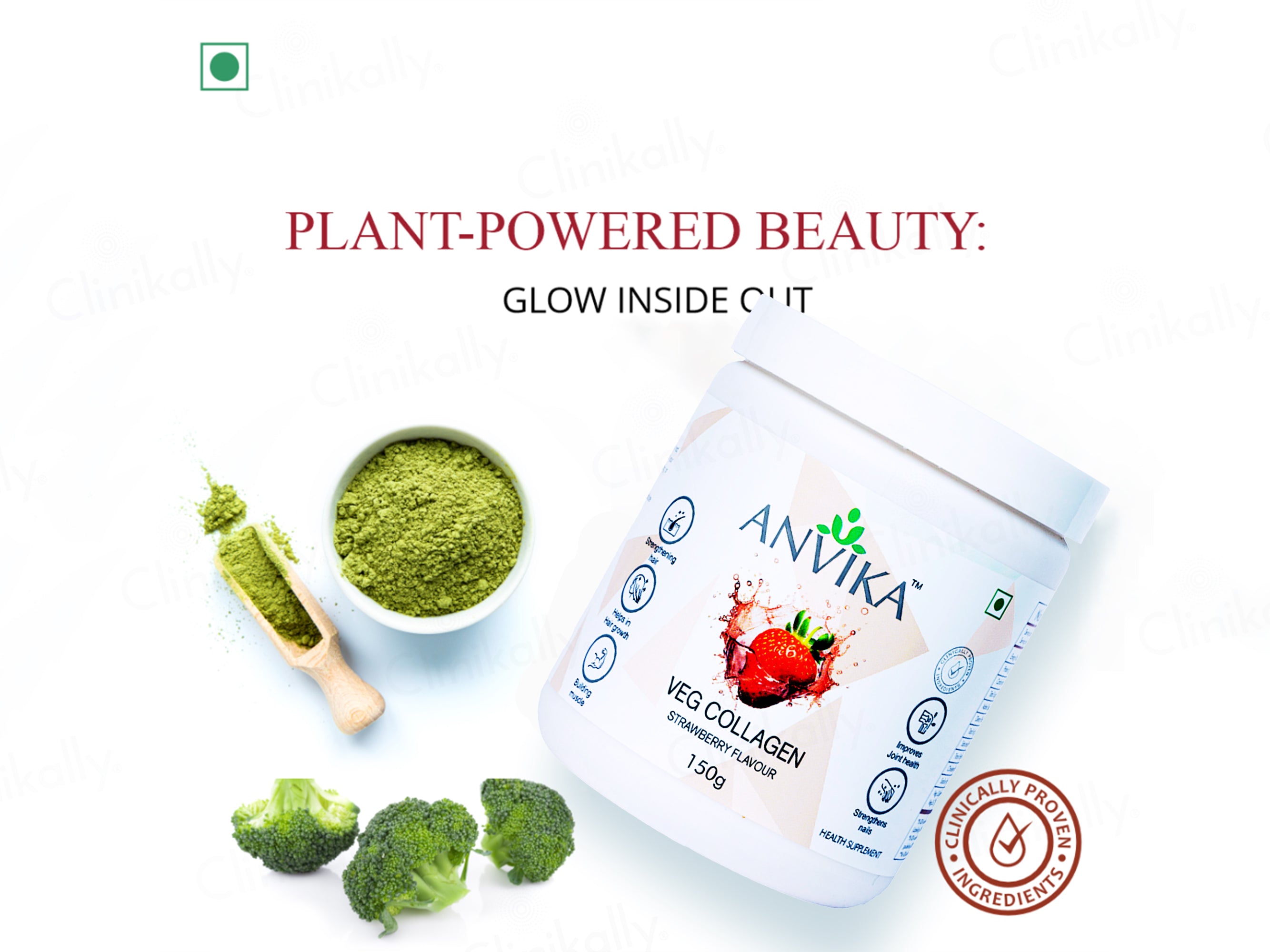 Anvika Veg Collagen Health Supplement Powder - Strawberry Flavour