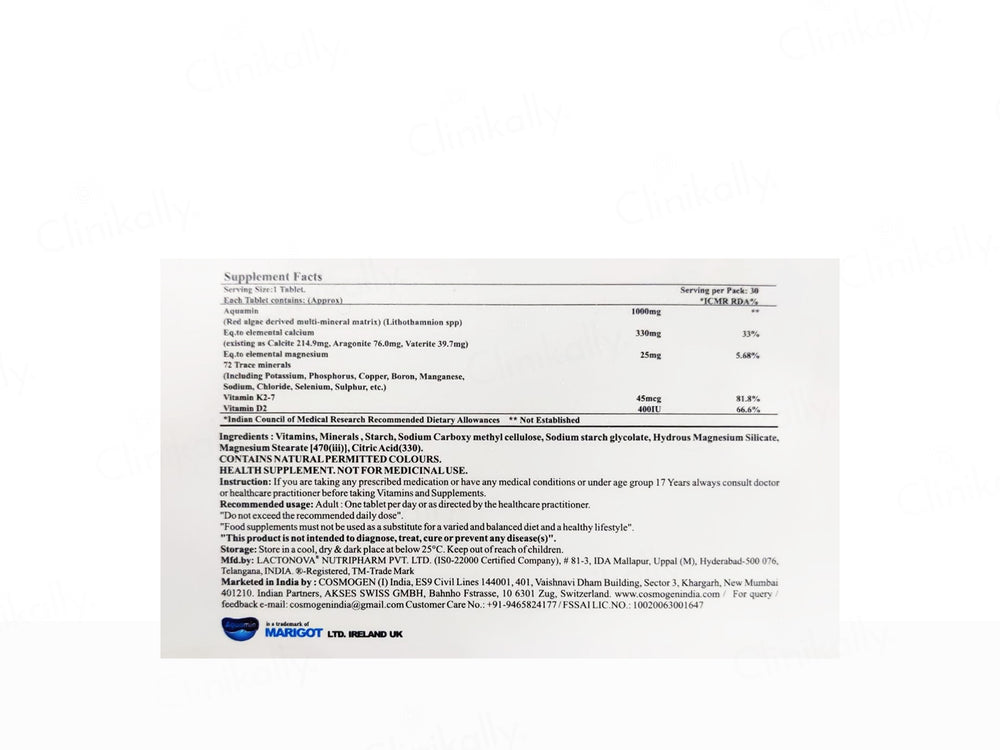 Aquared Aquamin, Vitamin K2-7 & Vitamin D2 Tablet