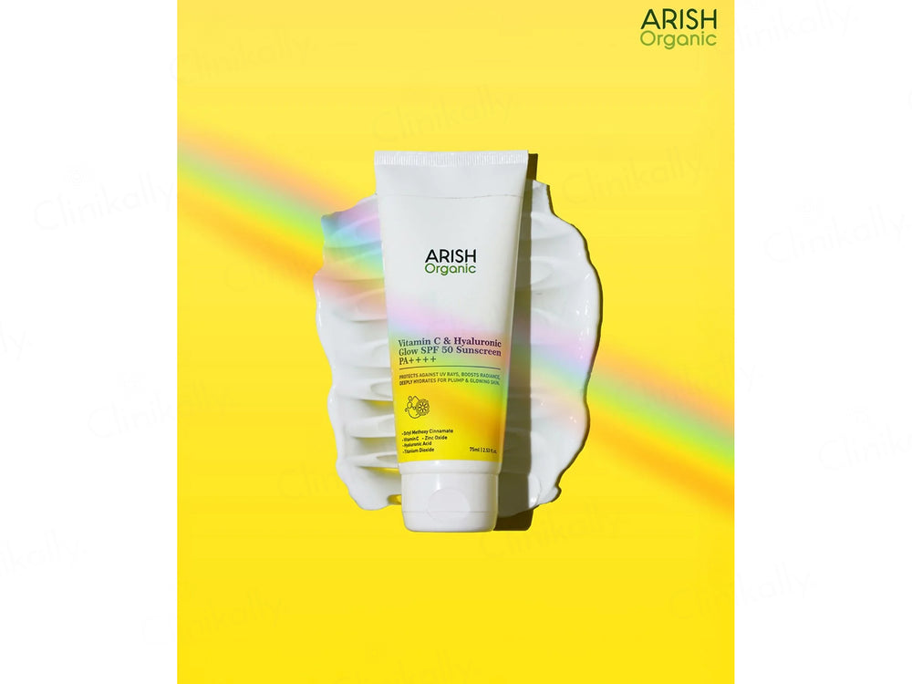 Arish Organic Vitamin C & Hyaluronic Acid Glow Sunscreen SPF 50 PA++++