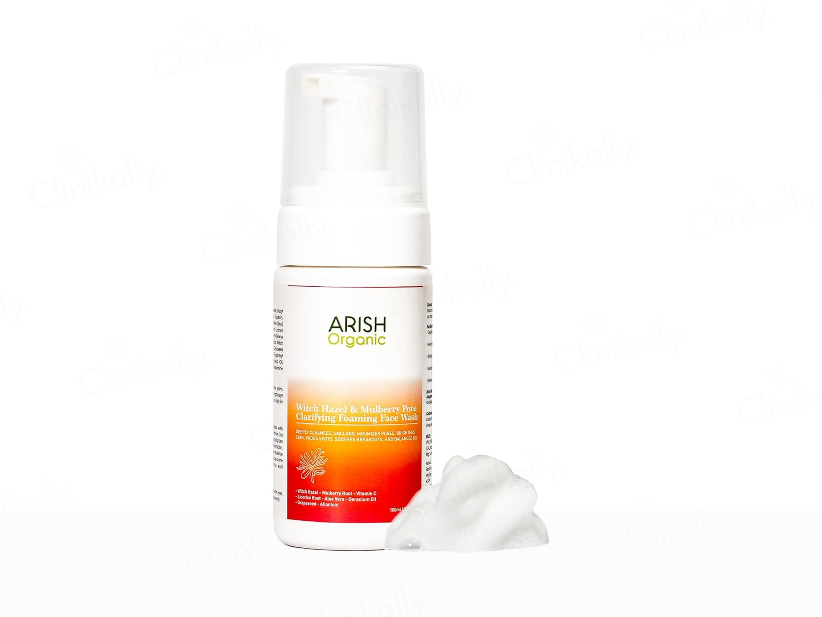 Arish Organic Witch Hazel & Mulberry Pore Clarifying Foaming Face Wash
