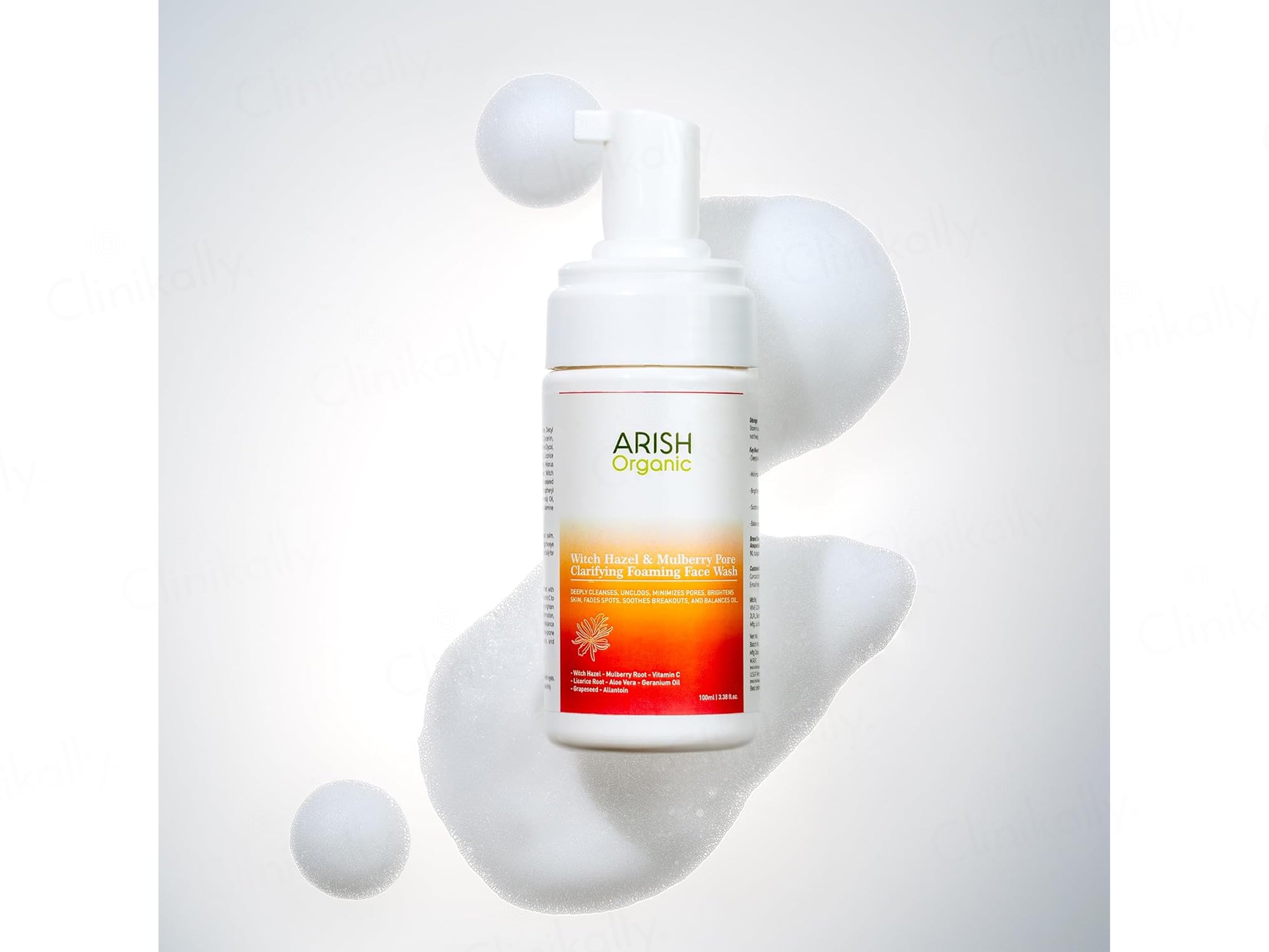 Arish Organic Witch Hazel & Mulberry Pore Clarifying Foaming Face Wash
