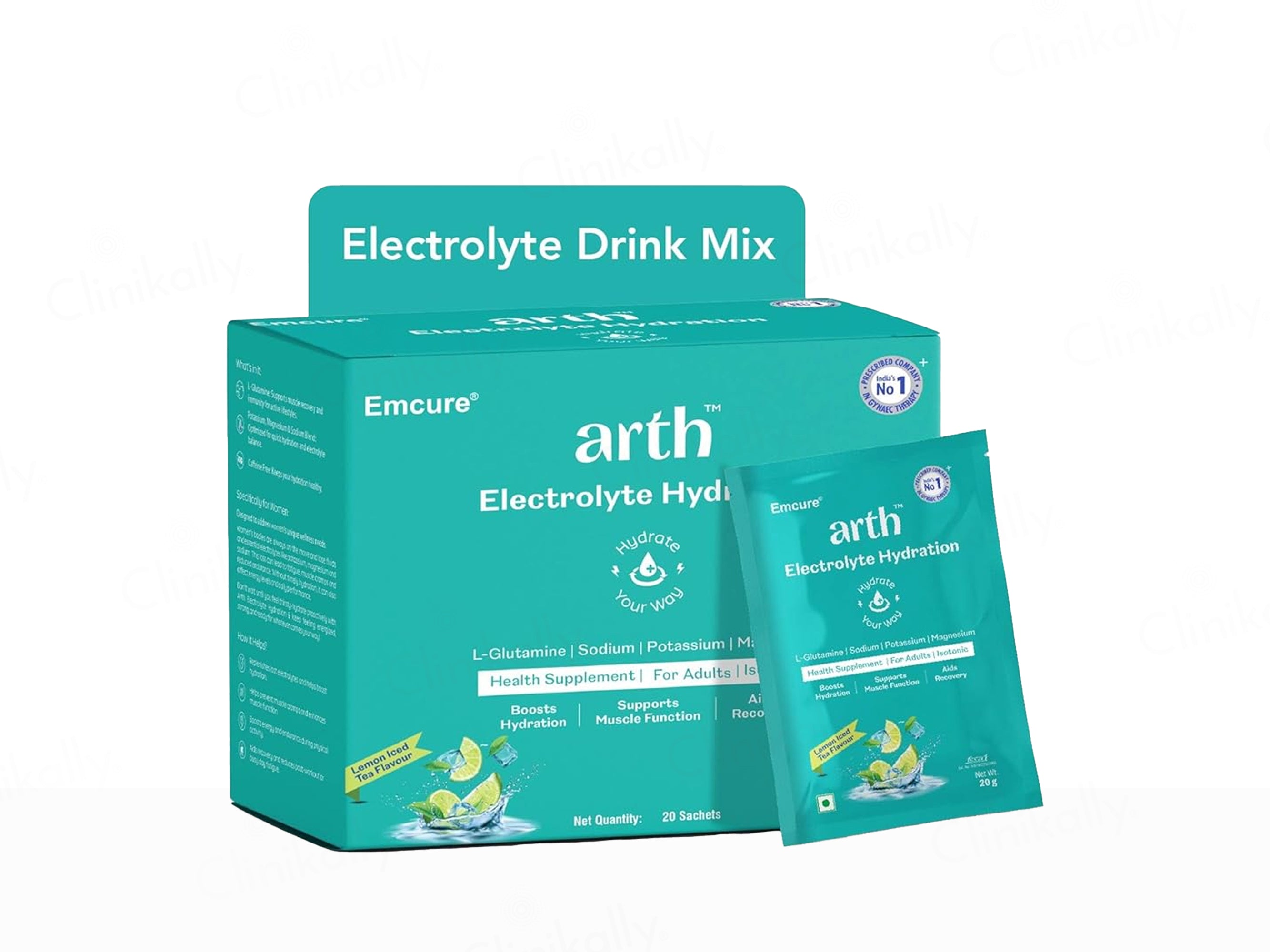 Arth Electrolyte Hydration Health Supplement Powder - Lemon Iced Tea Flavour