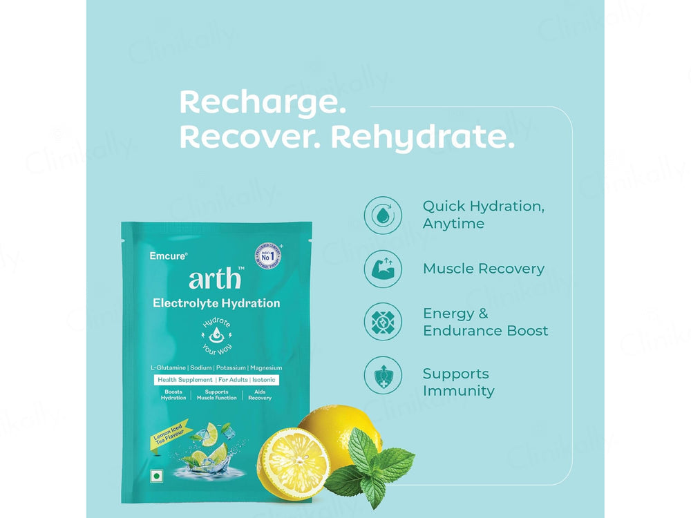Arth Electrolyte Hydration Health Supplement Powder - Lemon Iced Tea Flavour