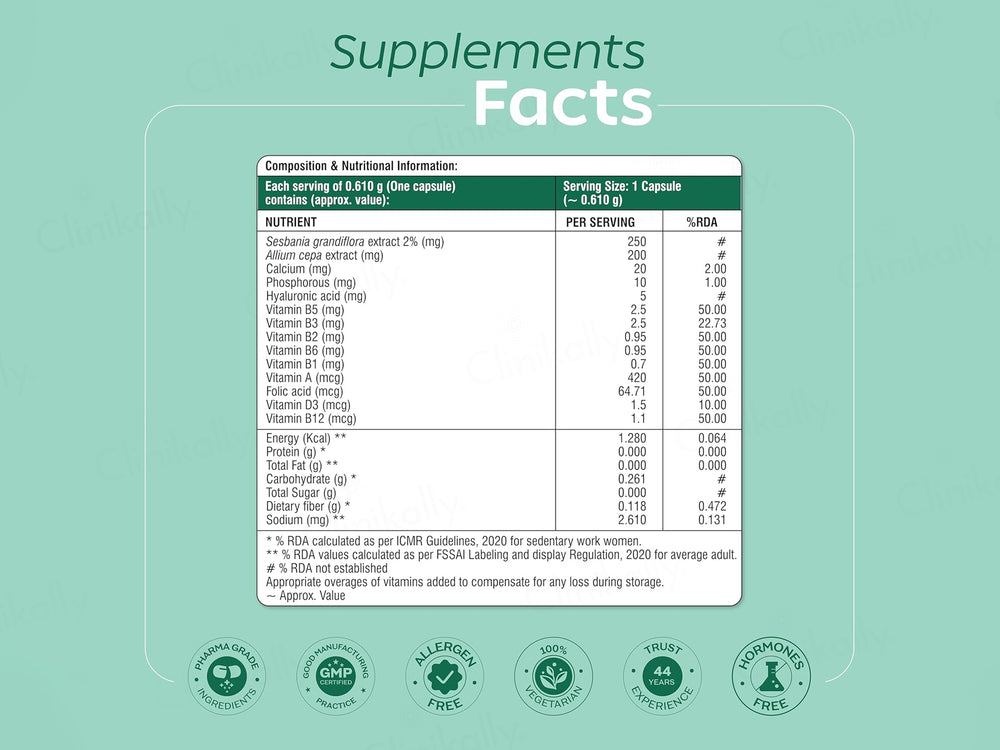 Arth Hair, Nails & Skin Support Nutraceutical Capsule For Women