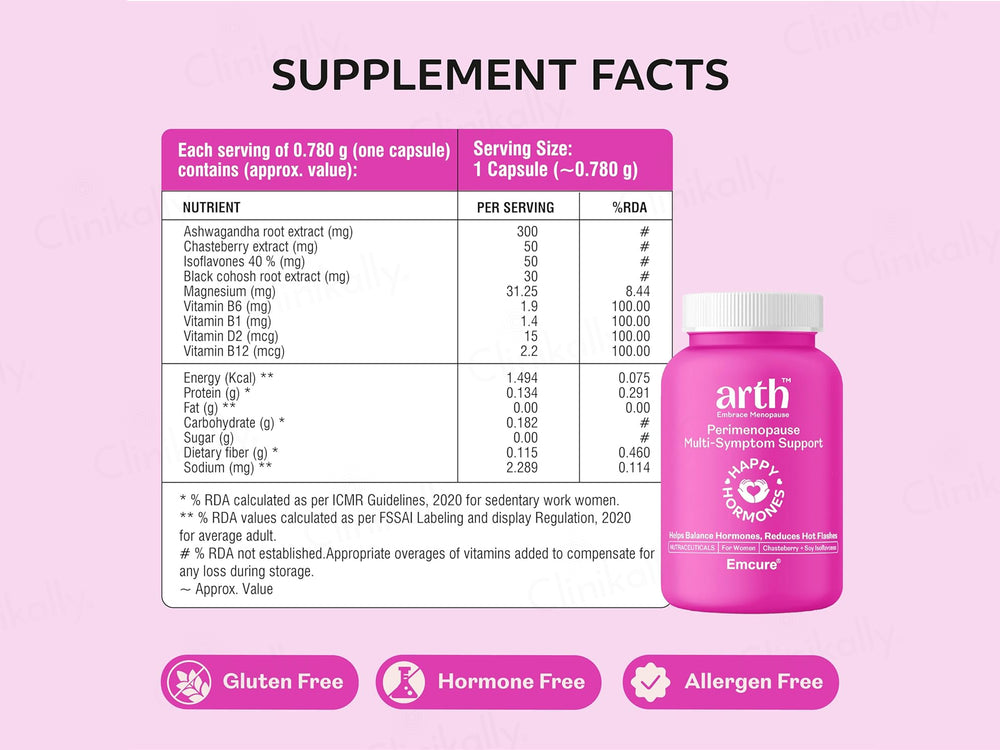 Arth Perimenopause Multi-Symptom Support Nutraceutical Capsule For Women