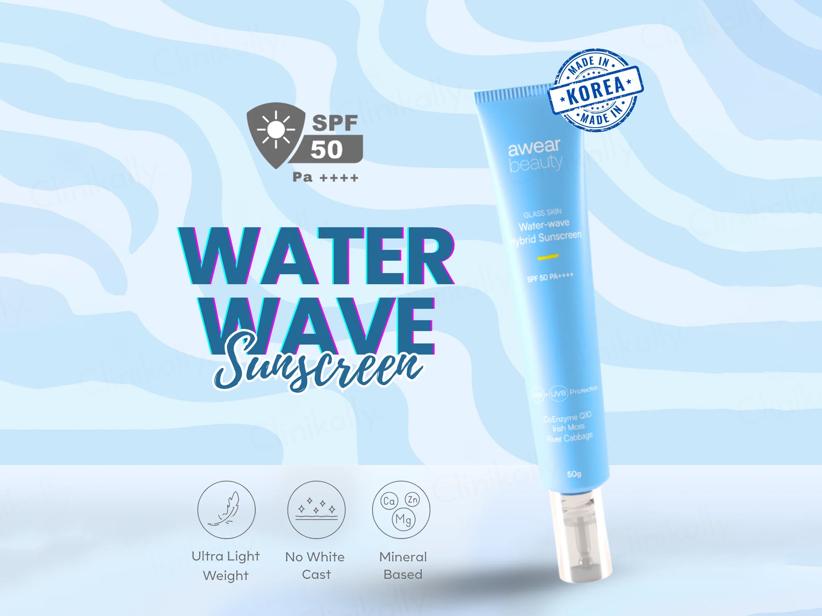 Awear Beauty Glass Skin Water-Wave Hybrid Sunscreen SPF 50 PA++++