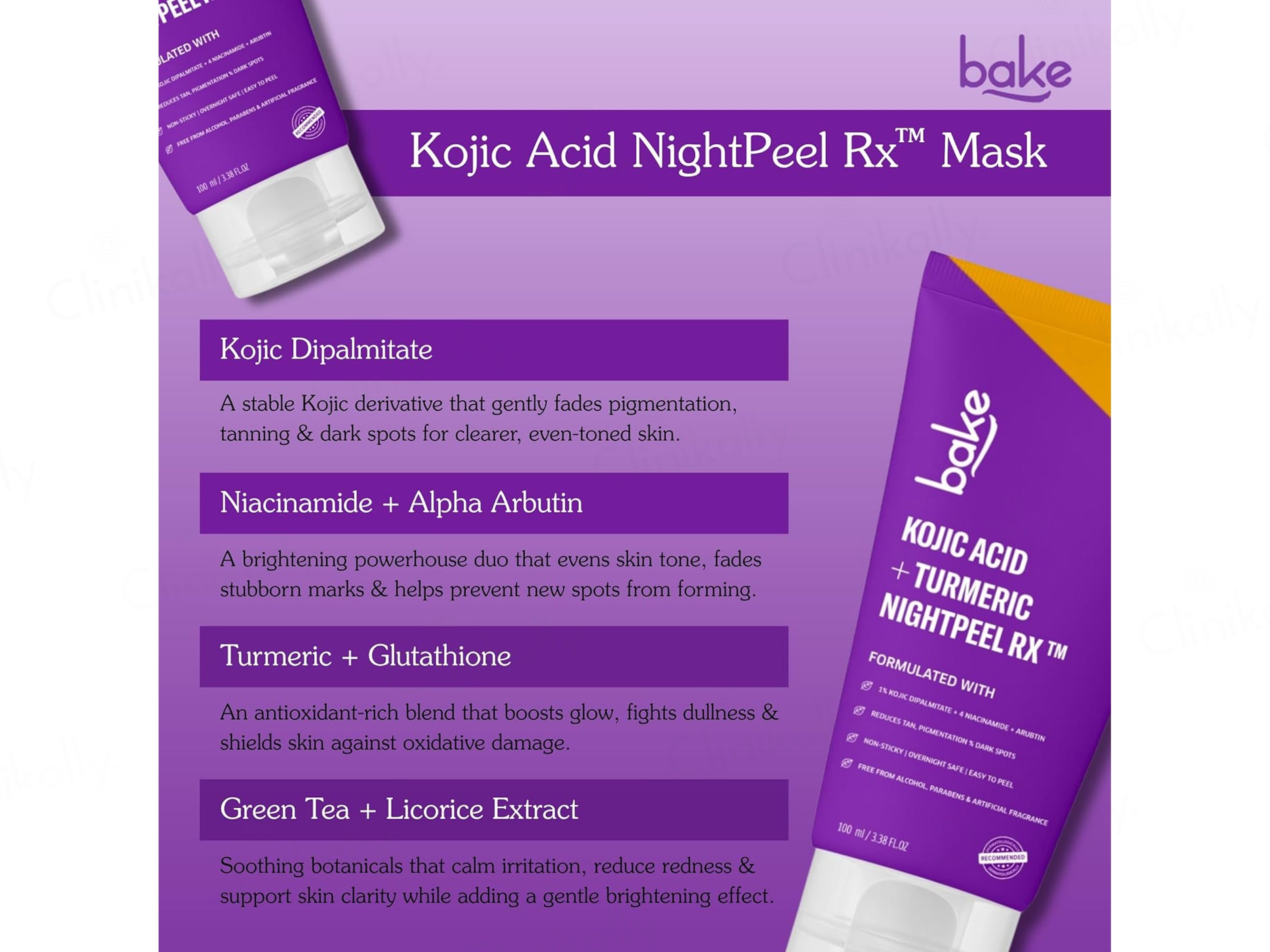BAKE Kojic Acid + Turmeric Nightpeel Rx Face Mask