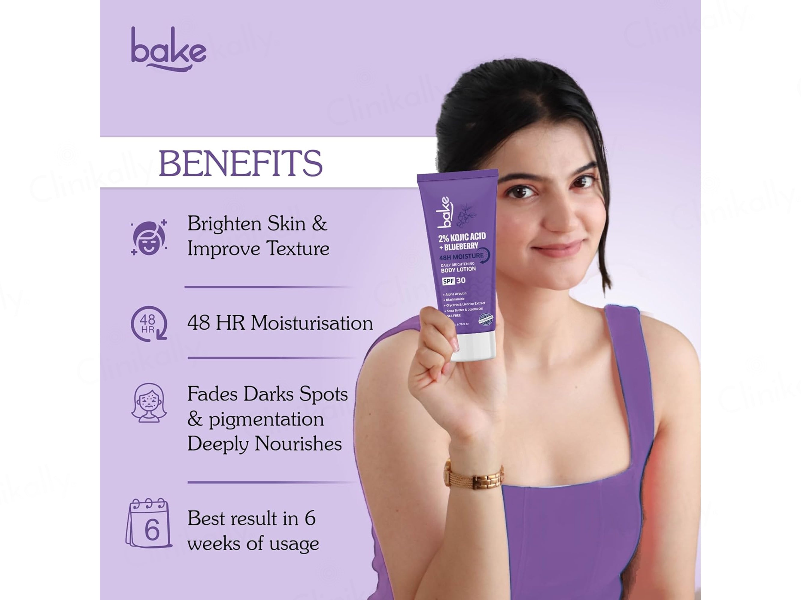 Bake 2% Kojic Acid + Blueberry Daily Brightening Body Lotion SPF 30