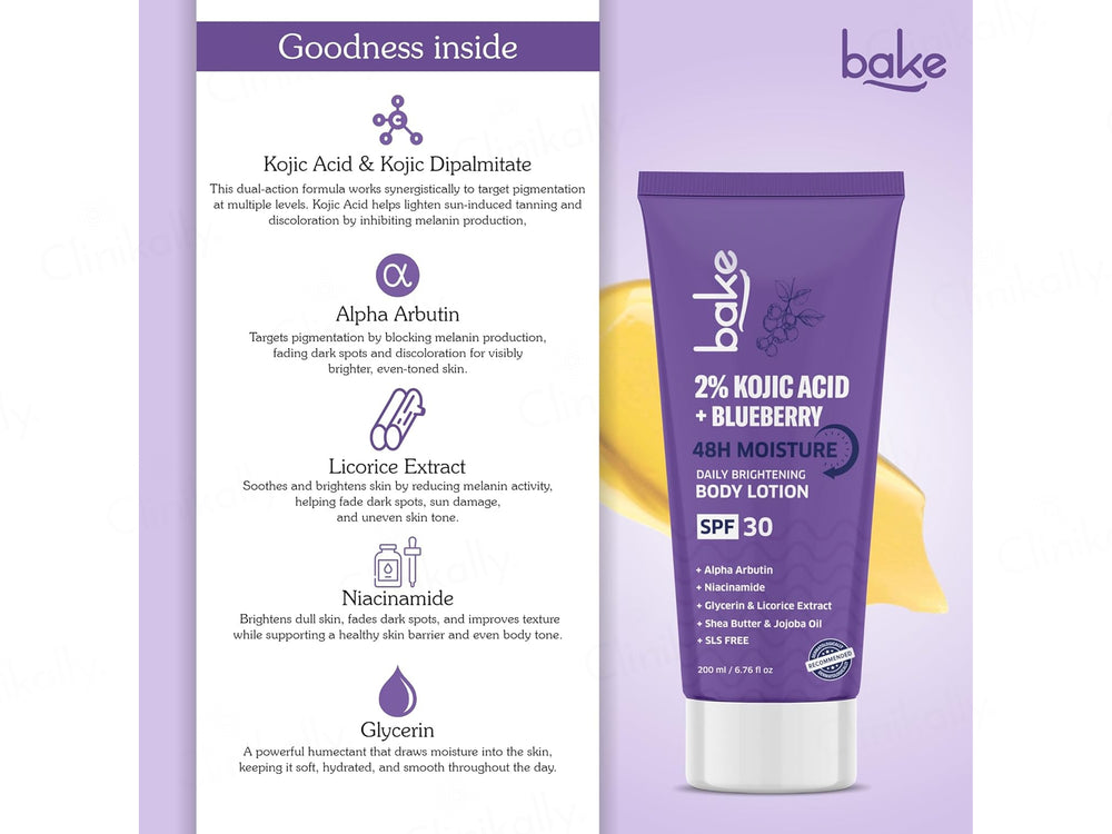 Bake 2% Kojic Acid + Blueberry Daily Brightening Body Lotion SPF 30