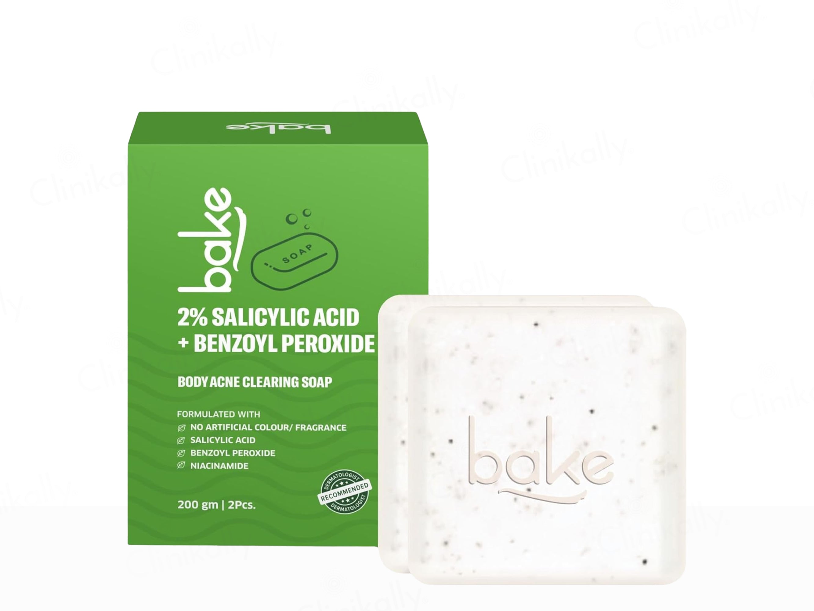 Bake 2% Salicylic Acid + Benzoyl Peroxide Body Acne Clearing Soap (Pack Of 2)