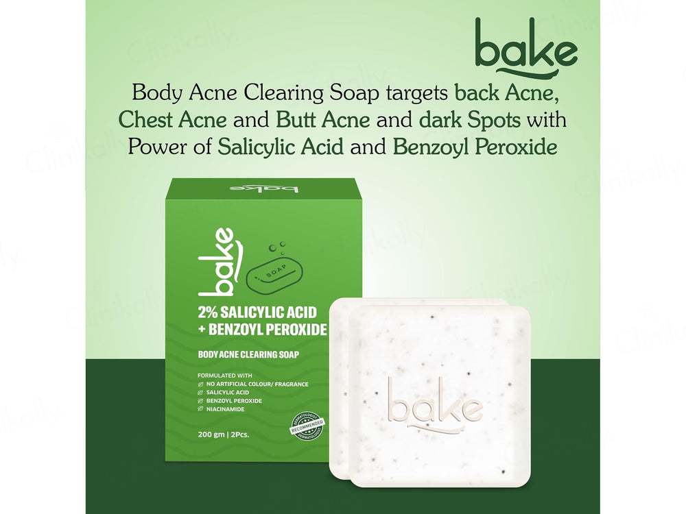 Bake 2% Salicylic Acid + Benzoyl Peroxide Body Acne Clearing Soap (Pack Of 2)