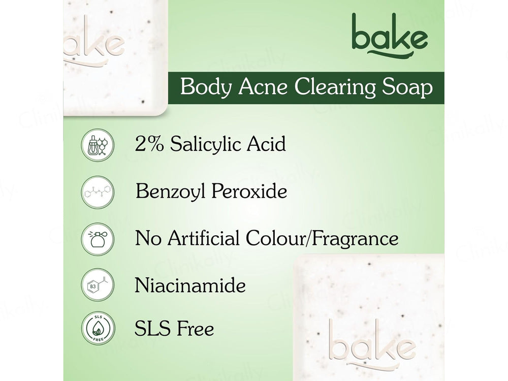 Bake 2% Salicylic Acid + Benzoyl Peroxide Body Acne Clearing Soap (Pack Of 2)