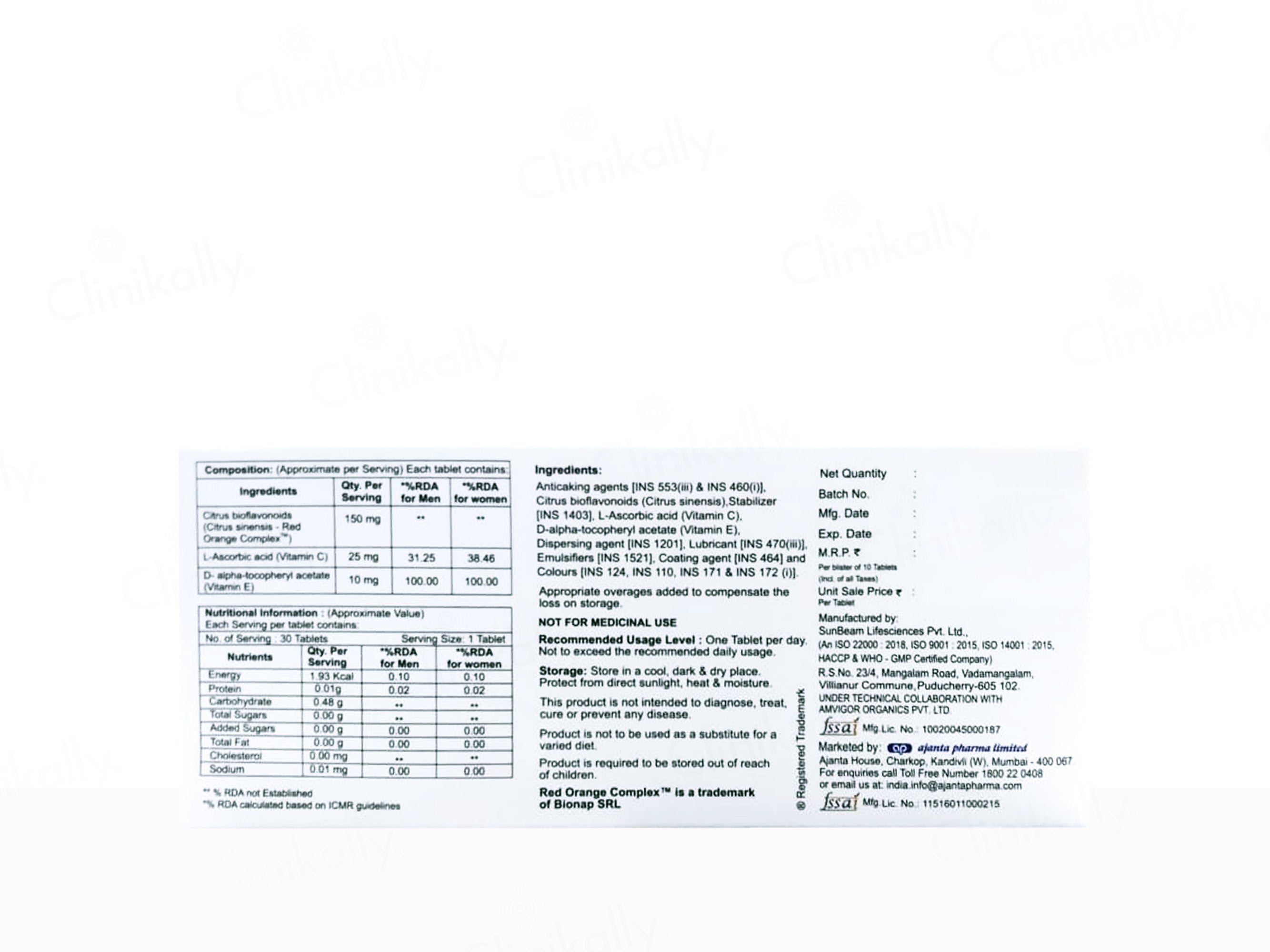 Banray OSP Oral Sun Protection Nutraceutical Tablet For Men & Women