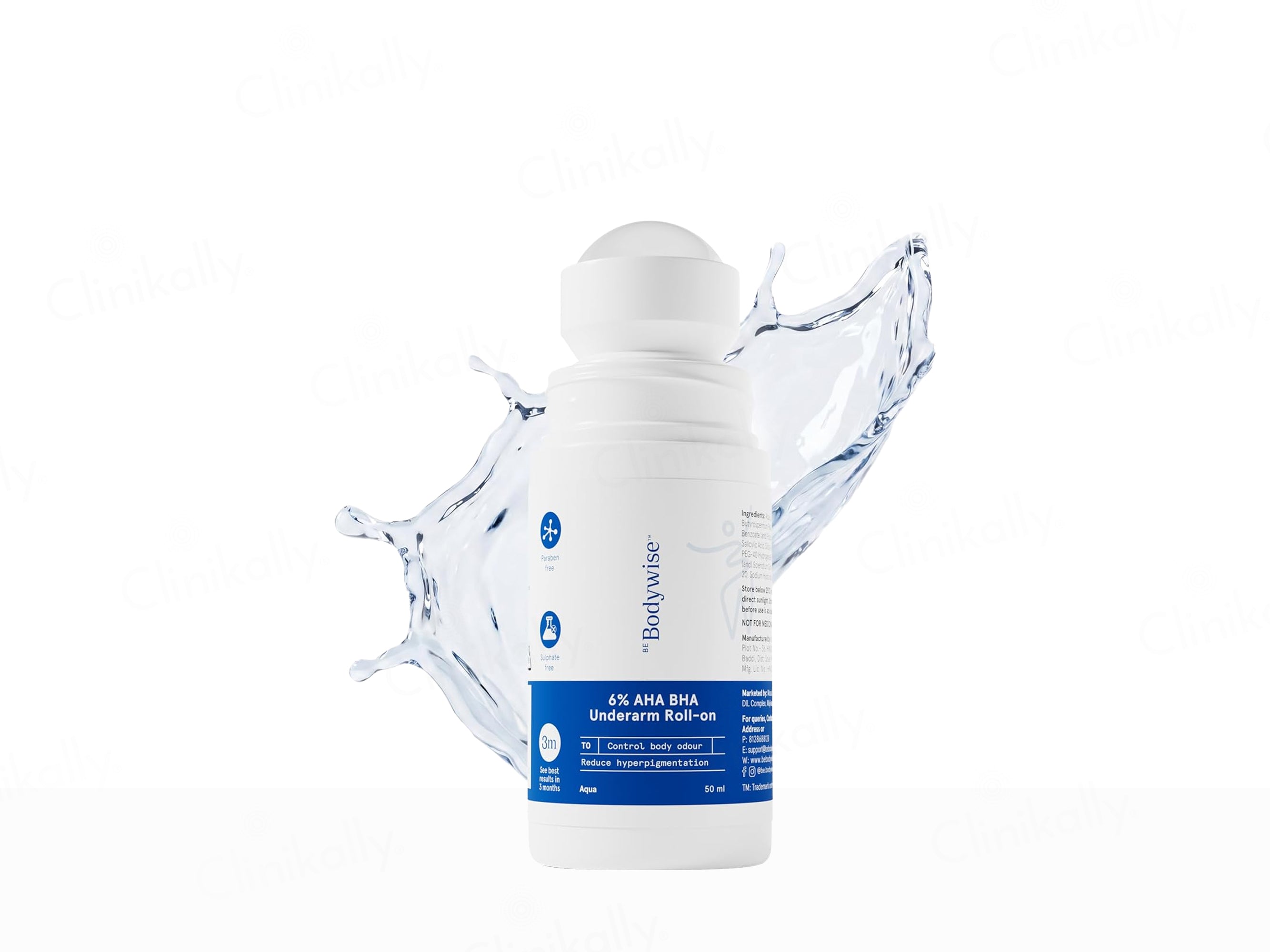 Be Bodywise 6% AHA BHA Underarm Roll-On (Aqua)