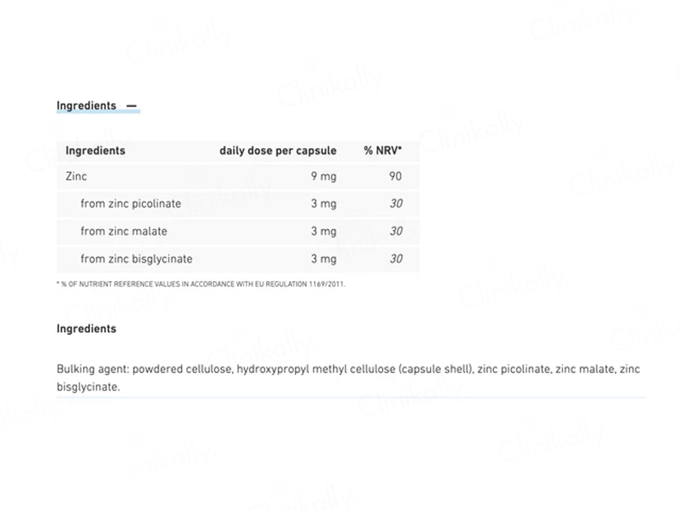 Biogena 3-Salt Zinc 9mg Food Supplement Capsule