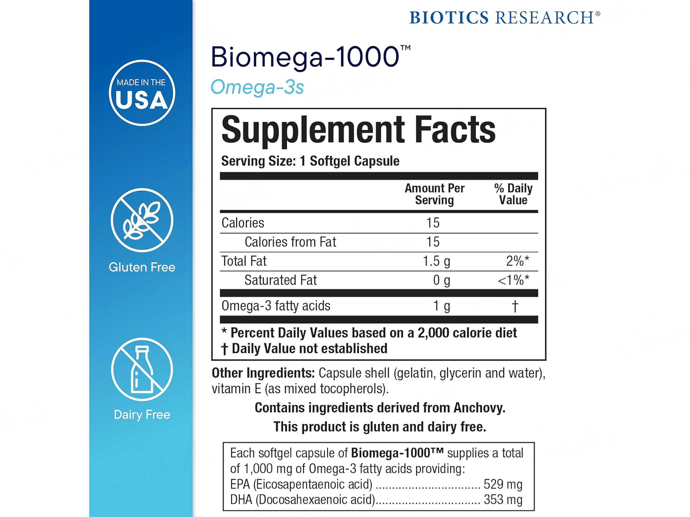 Biotics Research Biomega-1000 Dietary Supplement Softgel Capsule
