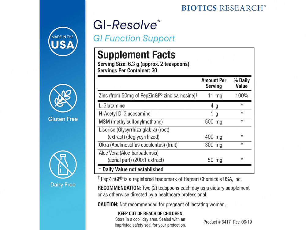 Biotics Research GI Resolve Gastrointestinal Dietary Supplement Powder