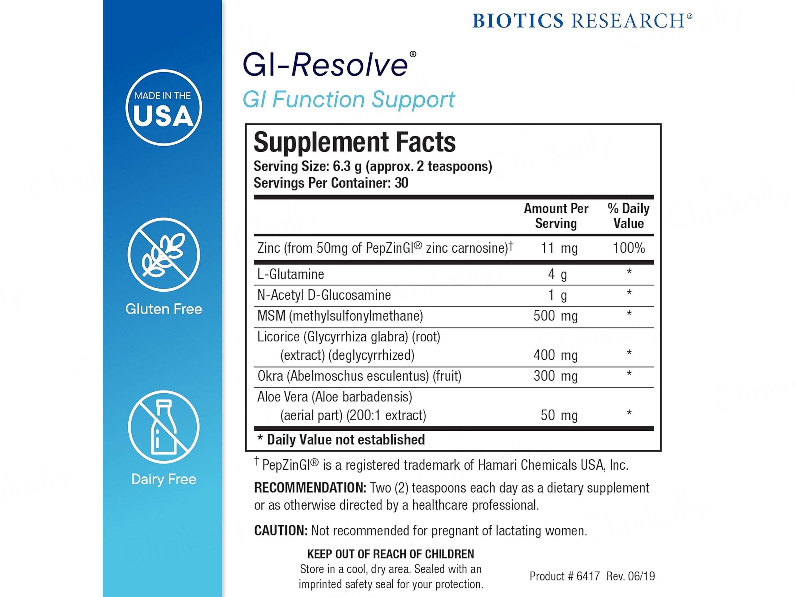 Biotics Research GI Resolve Gastrointestinal Dietary Supplement Powder