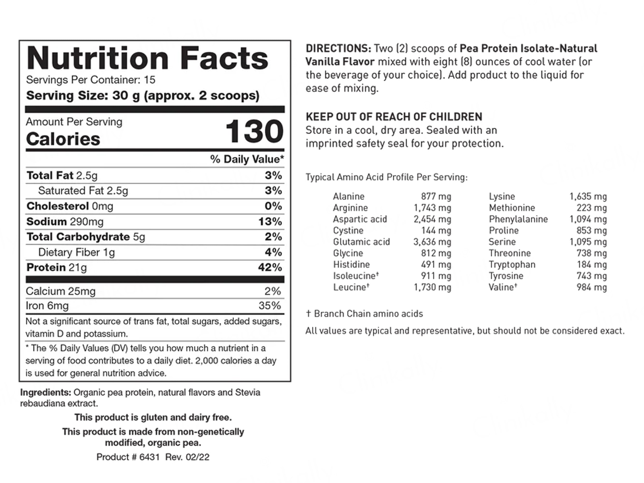 Biotics Research Pea Protein Isolate Supplement Powder - Natural Vanilla Flavour