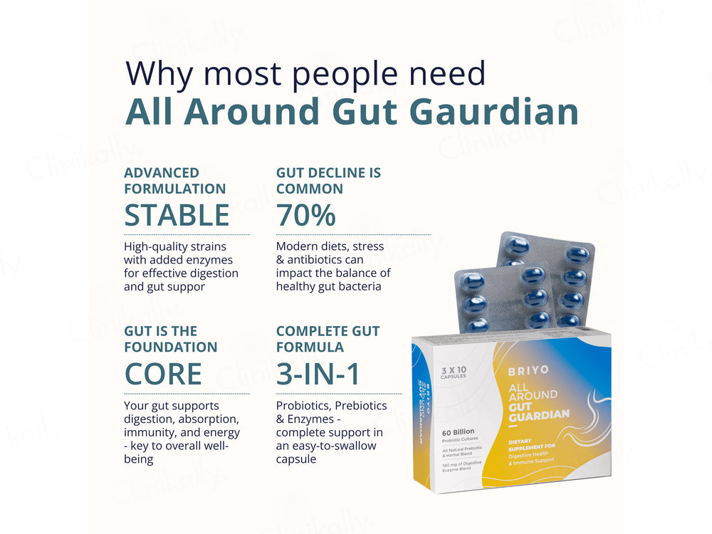 Briyo All Around Gut Guardian 60 Billion CFU Dietary Supplement Capsule