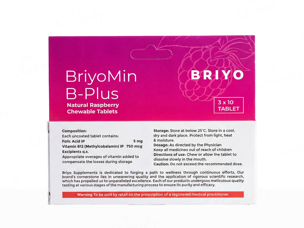 Briyo Briyomin B-Plus Chewable Tablet Natural Raspberry Flavour