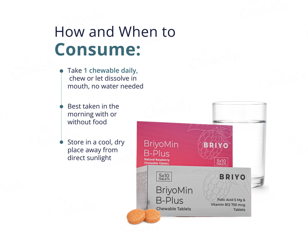 Briyo Briyomin B-Plus Chewable Tablet Natural Raspberry Flavour