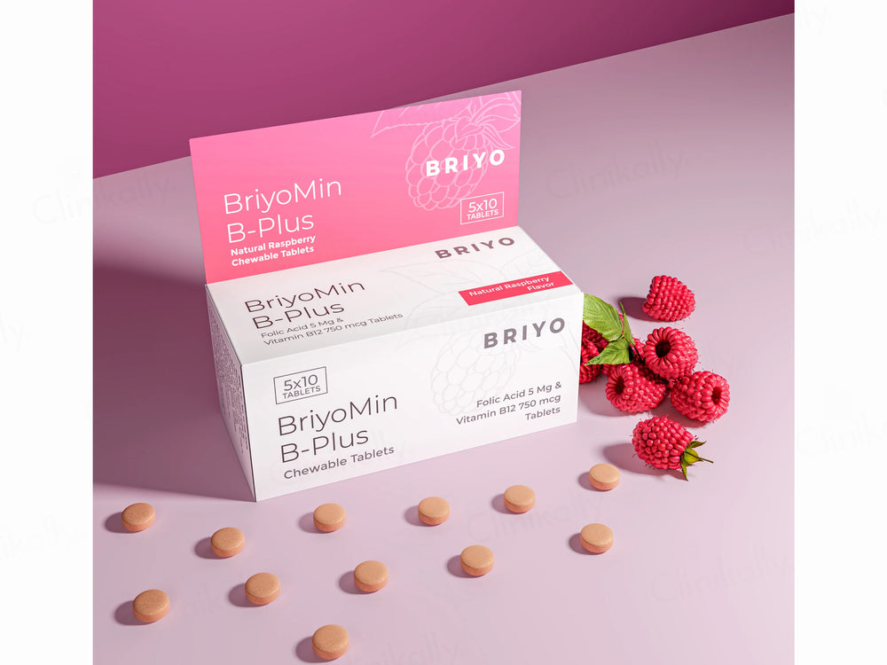 Briyo Briyomin B-Plus Chewable Tablet Natural Raspberry Flavour