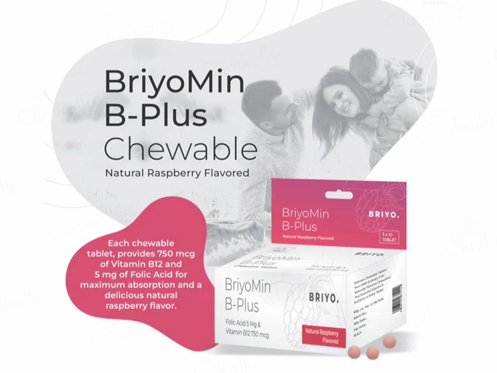Briyo Briyomin B-Plus Chewable Tablet Natural Raspberry Flavour